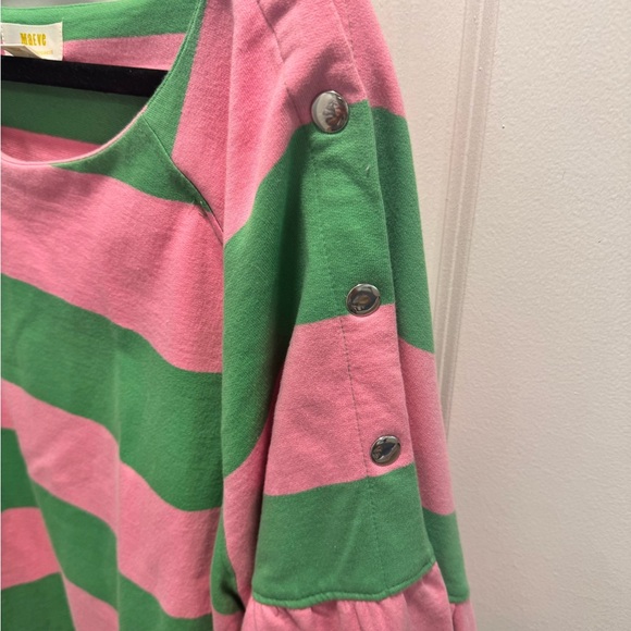 Anthropologie Pink and Green Stripes Crewneck - Picture 2 of 5